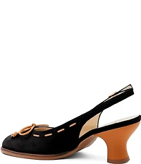 Amalfi Baila Bow Suede Slingback Block Heel Pumps