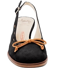 Amalfi Baila Bow Suede Slingback Block Heel Pumps
