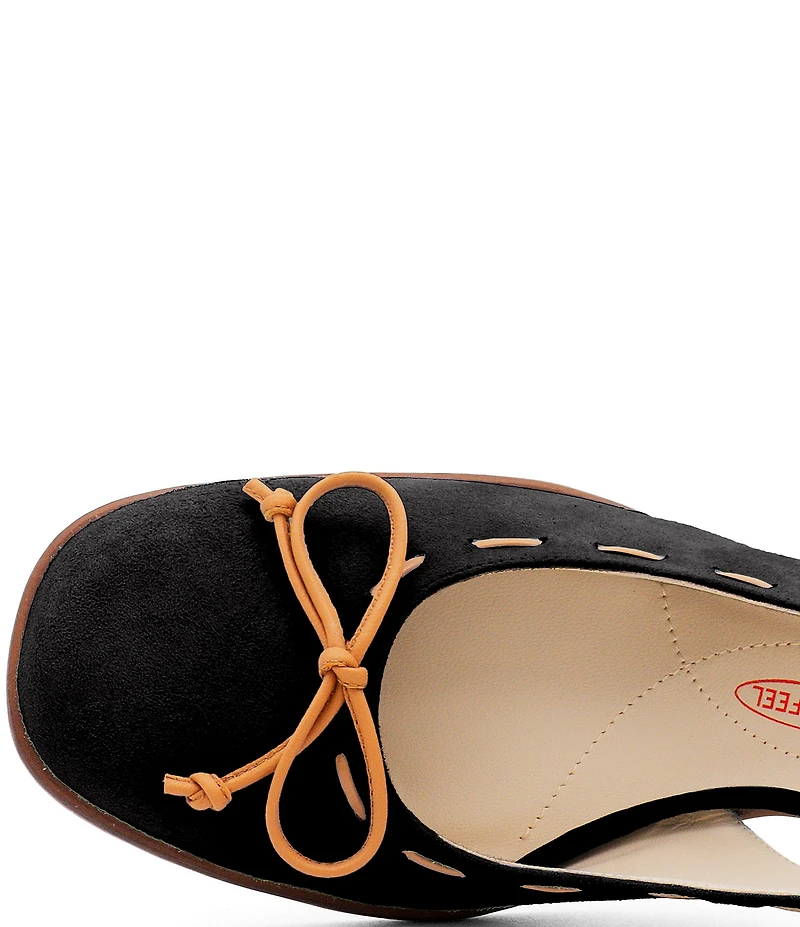 Amalfi Baila Bow Suede Slingback Block Heel Pumps