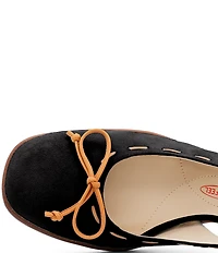 Amalfi Baila Bow Suede Slingback Block Heel Pumps