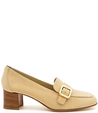 Amalfi Balera Nubuck Monk Strap Buckle Hardware Block Heel Loafer Pumps