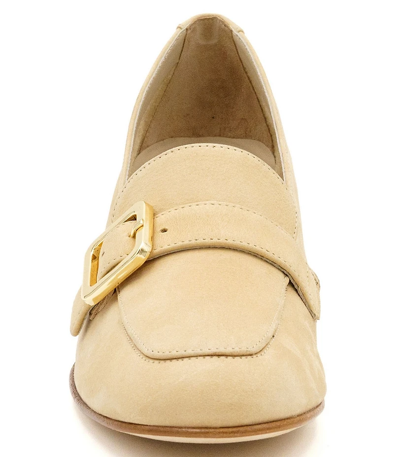 Amalfi Balera Nubuck Monk Strap Buckle Hardware Block Heel Loafer Pumps