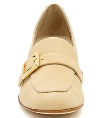 Amalfi Balera Nubuck Monk Strap Buckle Hardware Block Heel Loafer Pumps