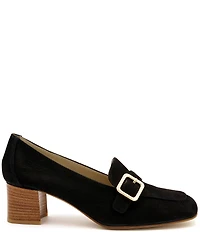 Amalfi Balera Nubuck Monk Strap Buckle Hardware Block Heel Loafer Pumps