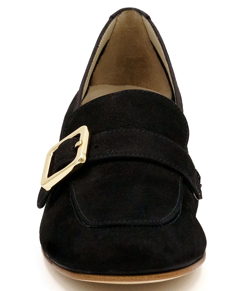 Amalfi Balera Nubuck Monk Strap Buckle Hardware Block Heel Loafer Pumps