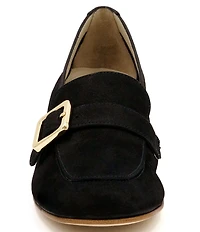 Amalfi Balera Nubuck Monk Strap Buckle Hardware Block Heel Loafer Pumps