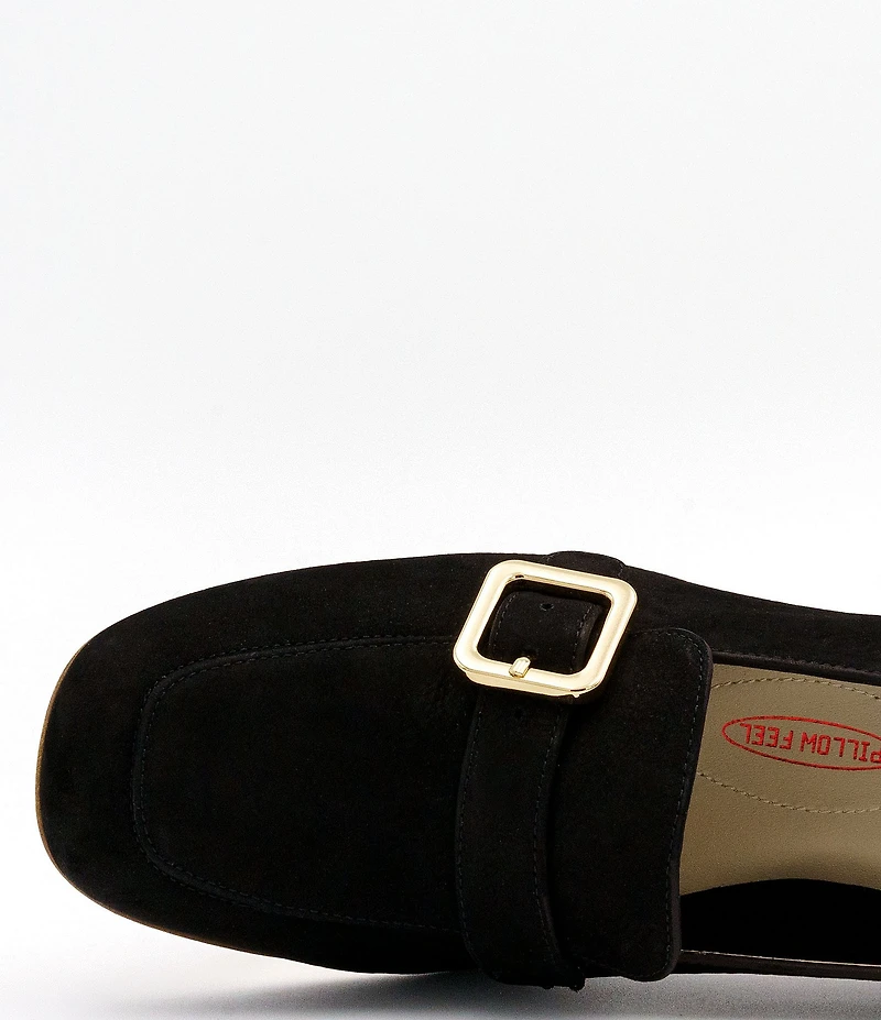 Amalfi Balera Nubuck Monk Strap Buckle Hardware Block Heel Loafer Pumps