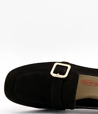 Amalfi Balera Nubuck Monk Strap Buckle Hardware Block Heel Loafer Pumps