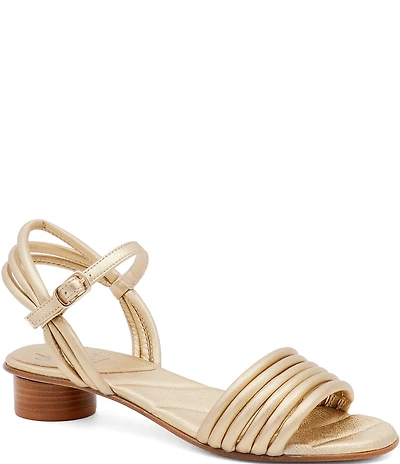 Amalfi Barocco Leather Strappy Ankle Wrap Block Heel Dress Sandals