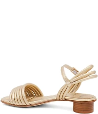 Amalfi Barocco Leather Strappy Ankle Wrap Block Heel Dress Sandals