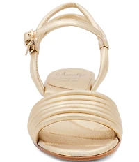 Amalfi Barocco Leather Strappy Ankle Wrap Block Heel Dress Sandals