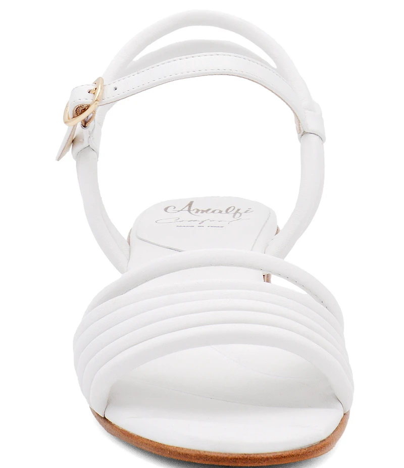 Amalfi Barocco Leather Strappy Ankle Wrap Block Heel Dress Sandals