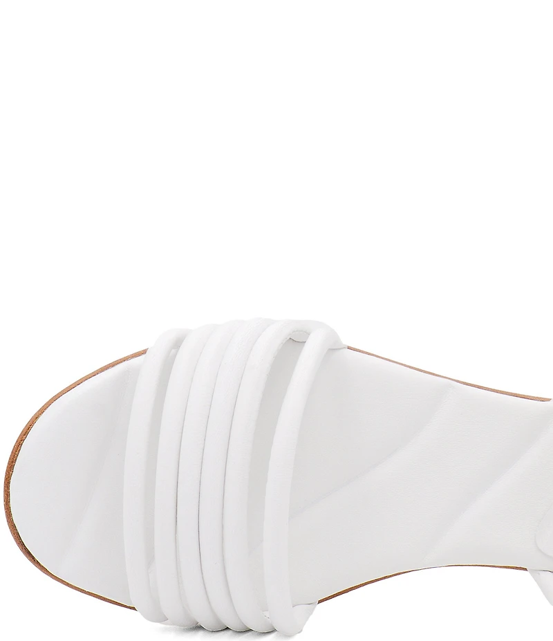 Amalfi Barocco Leather Strappy Ankle Wrap Block Heel Dress Sandals