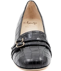 Amalfi Basilisco Croco Embossed Leather Tailored Loafer Pumps