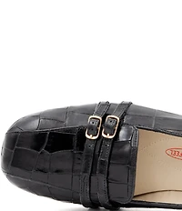 Amalfi Basilisco Croco Embossed Leather Tailored Loafer Pumps