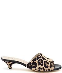 Amalfi Dalmazia Leather Leopard Print Ornamented Slide Sandals