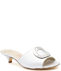 Amalfi Dalmazia Leather Metallic Ornamented Slide Sandals