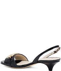 Amalfi Dama Leather Ornamented Slingback Kitten Heel Dress Sandals