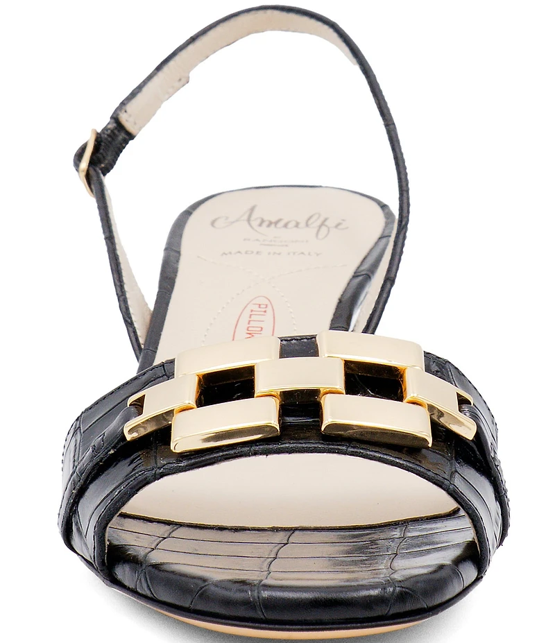 Amalfi Dama Leather Ornamented Slingback Kitten Heel Dress Sandals