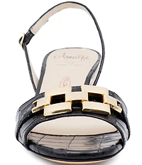 Amalfi Dama Leather Ornamented Slingback Kitten Heel Dress Sandals