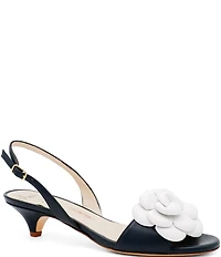 Amalfi Dante Leather Floral Slingback Kitten Heel Dress Sandals