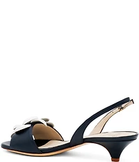 Amalfi Dante Leather Floral Slingback Kitten Heel Dress Sandals