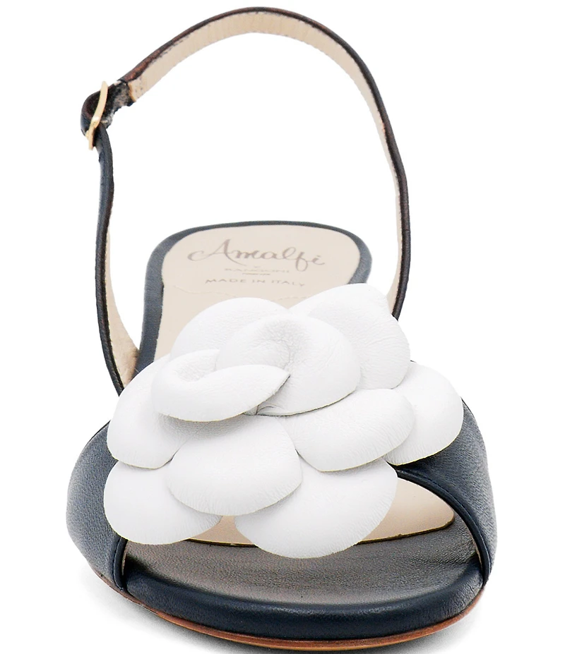 Amalfi Dante Leather Floral Slingback Kitten Heel Dress Sandals