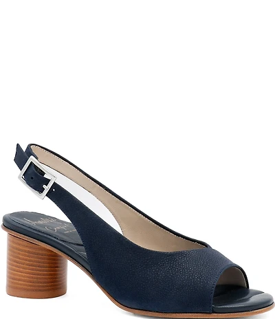 Amalfi Elevato Suede Slingback Peep Toe Block Heel Dress Sandals