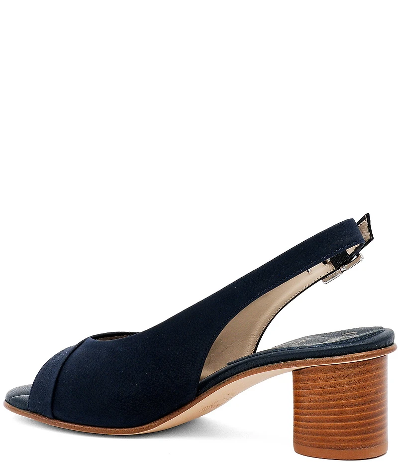 Amalfi Elevato Suede Slingback Peep Toe Block Heel Dress Sandals