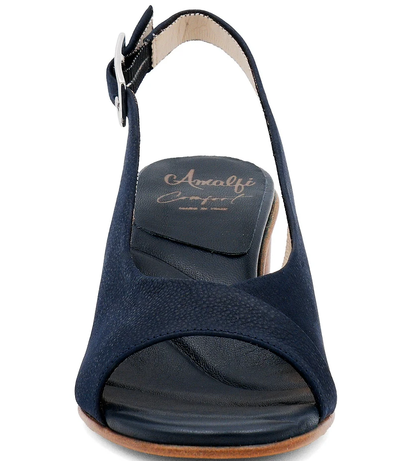 Amalfi Elevato Suede Slingback Peep Toe Block Heel Dress Sandals