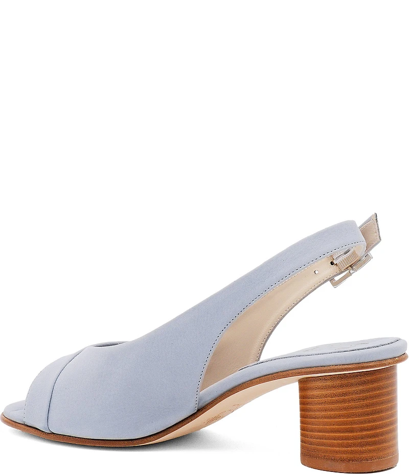 Amalfi Elevato Suede Slingback Peep Toe Block Heel Dress Sandals