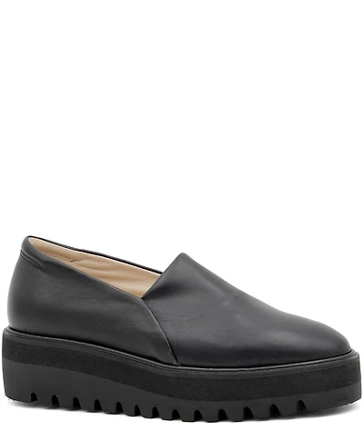 Amalfi Enfasi Leather Lugged Platform Slip On Loafers