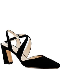 Amalfi Fagiolo Suede Cross Strap Pointed Toe Pumps