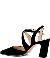Amalfi Fagiolo Suede Cross Strap Pointed Toe Pumps