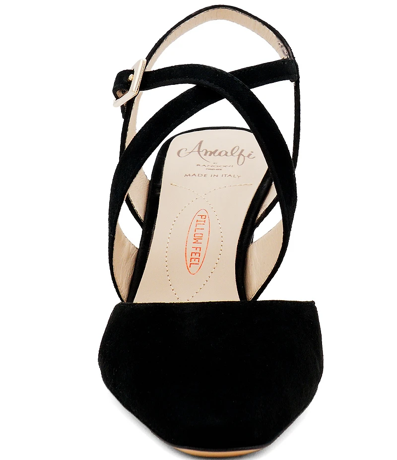 Amalfi Fagiolo Suede Cross Strap Pointed Toe Pumps