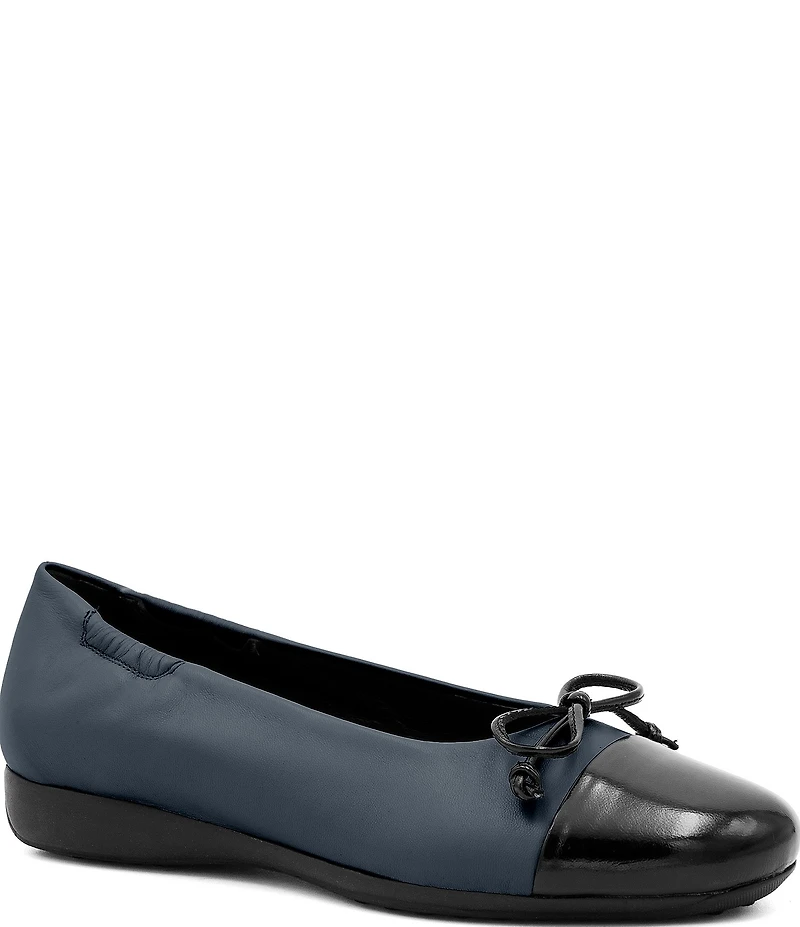 Amalfi Joke Leather Patent Cap Toe Bow Flats