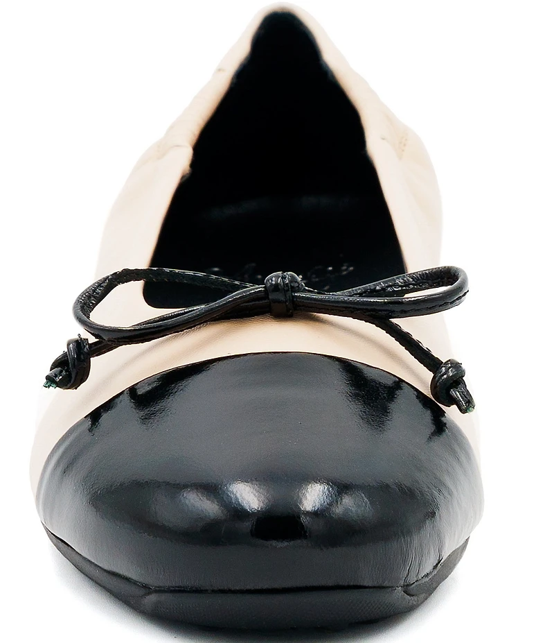 Amalfi Joke Leather Patent Cap Toe Bow Flats