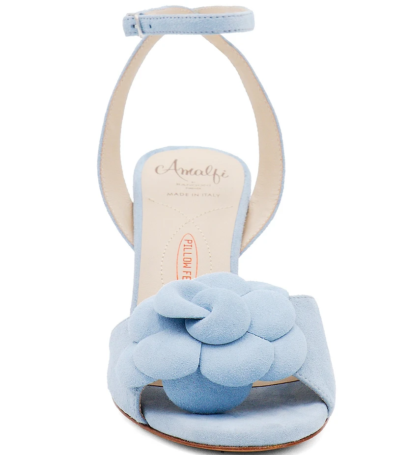 Amalfi Lambretta Suede Floral Stiletto Ankle Strap Dress Sandals