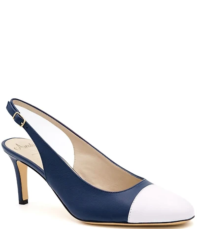 Amalfi Lauretta Leather Cap Toe Slingback Pumps
