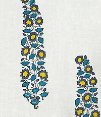 Amalfi Linen Cotton Blend Collared Button Front Hand Painted Blouse