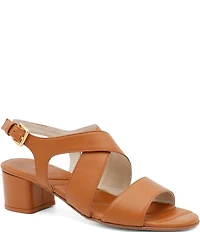 Amalfi Mantello Leather Ankle Strap Block Heel Dress Sandals