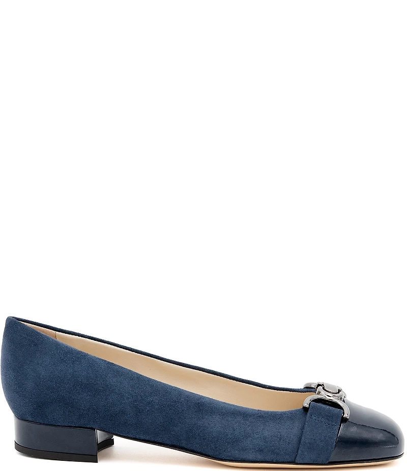 Amalfi Miele Nubuck Suede Bit Buckle Patent Cap Toe Ballerina Flats