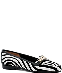 Amalfi Oste Zebra Print Leather Chain Loafers