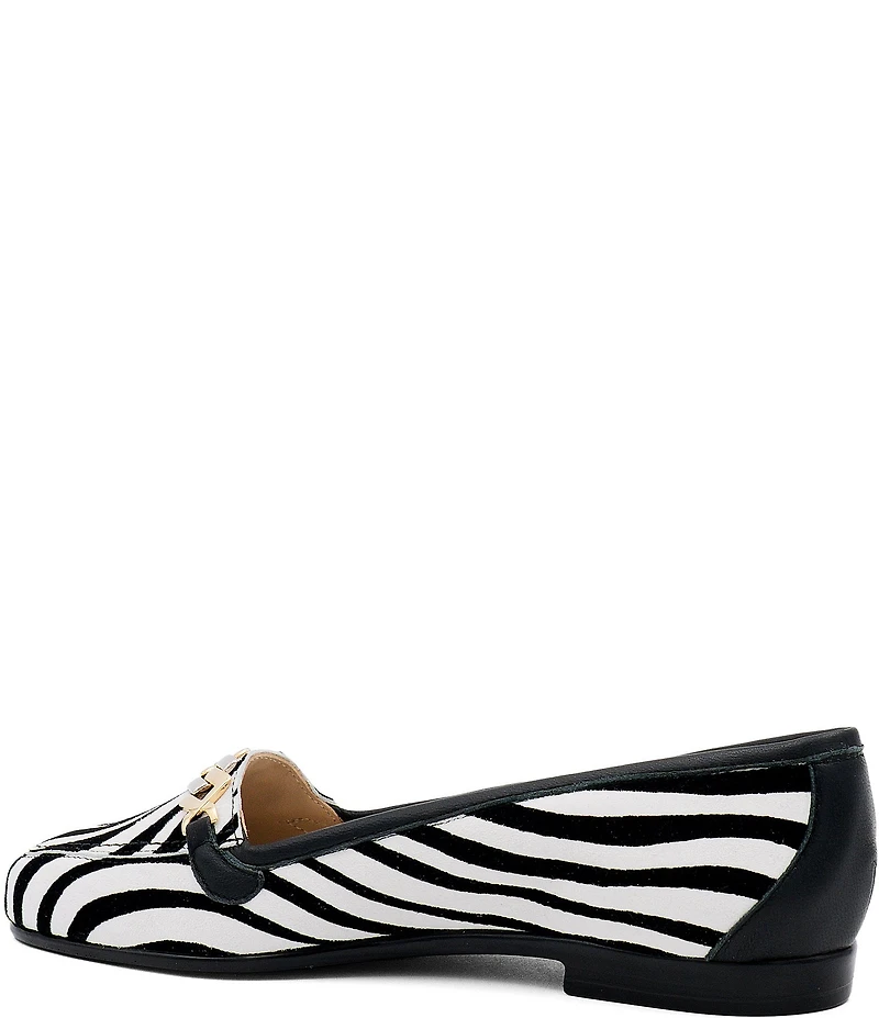 Amalfi Oste Zebra Print Leather Chain Loafers