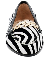 Amalfi Oste Zebra Print Leather Chain Loafers