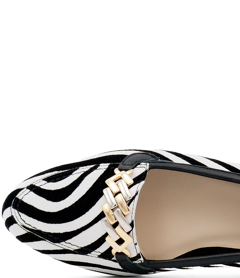 Amalfi Oste Zebra Print Leather Chain Loafers