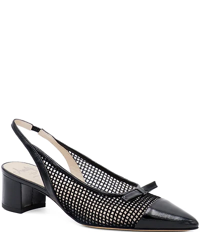 Amalfi Pacato Leather Bow Pointed Toe Slingback Pumps