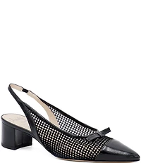 Amalfi Pacato Leather Bow Pointed Toe Slingback Pumps