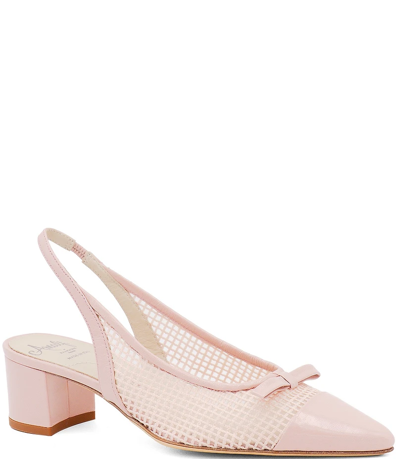Amalfi Pacato Leather Bow Pointed Toe Slingback Pumps