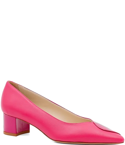 Amalfi Paglietta Leather Block Heel Pumps